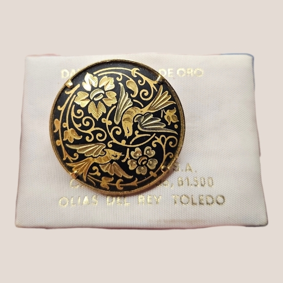 Damascene Gold Plated Brooch from Toledo 1960's - Picture 1 of 5